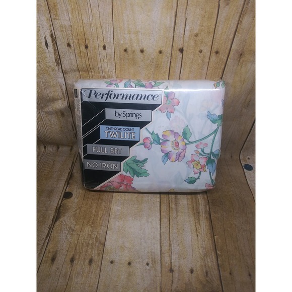 Vtg Performance Springs Full Sheet set NO Iron Pink Flowers Bedding New (hb) - Picture 3 of 6